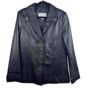 Vintage Soft Leather Wilsons Maxima Black Coat Large Retro Classic Glam Goth